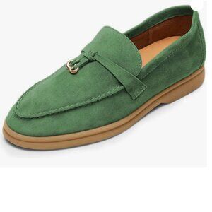 Milooey shoes Green Round Toe Loafers Comfort Slip On Moccasins Driving Loafer